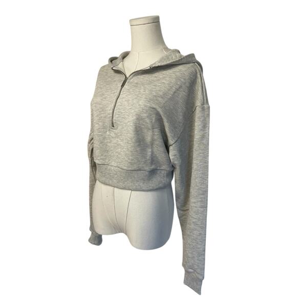NWT Revolve x WeWoreWhat Women Extra Size Small Gray Crop Fleece Half Zip Hoodie - Picture 1 of 7